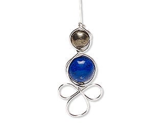 Round pyrite bead wrapped in wire above previous bead